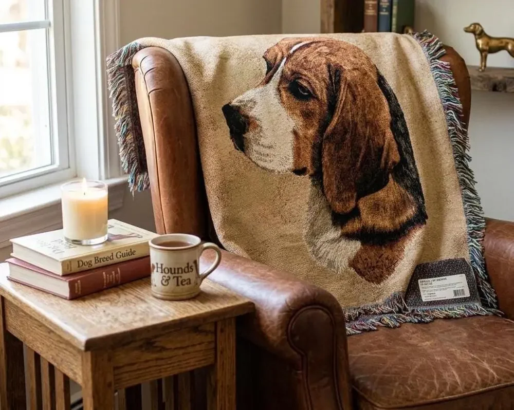 Pure Country Weavers Beagle Lap Square Cotton Woven Throw Blanket Robert May Dog